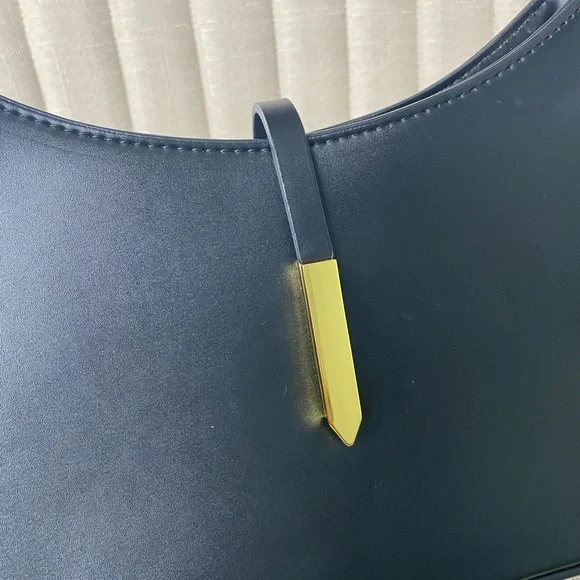 Melolila Crescent Shoulder Bag – Y2K Black Purse w/ Gold Hardware | $38 Retail - Picture 6 of 11